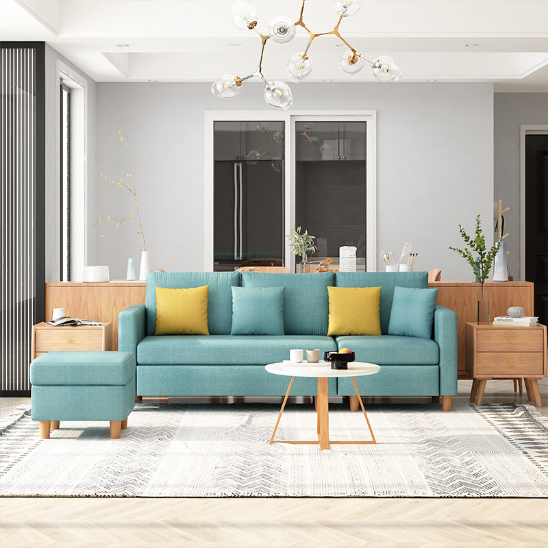 布艺沙发客厅现代简约小户户型出租房北欧组合套装三人布艺沙发