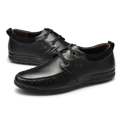 红蜻男鞋透气商务时尚休闲鞋系带单鞋厚底红青蜒男休闲皮鞋