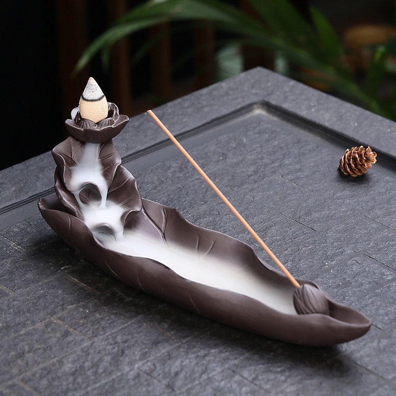 香炉陶瓷莲花线香家用檀香室内书房点香净化空气香薰炉