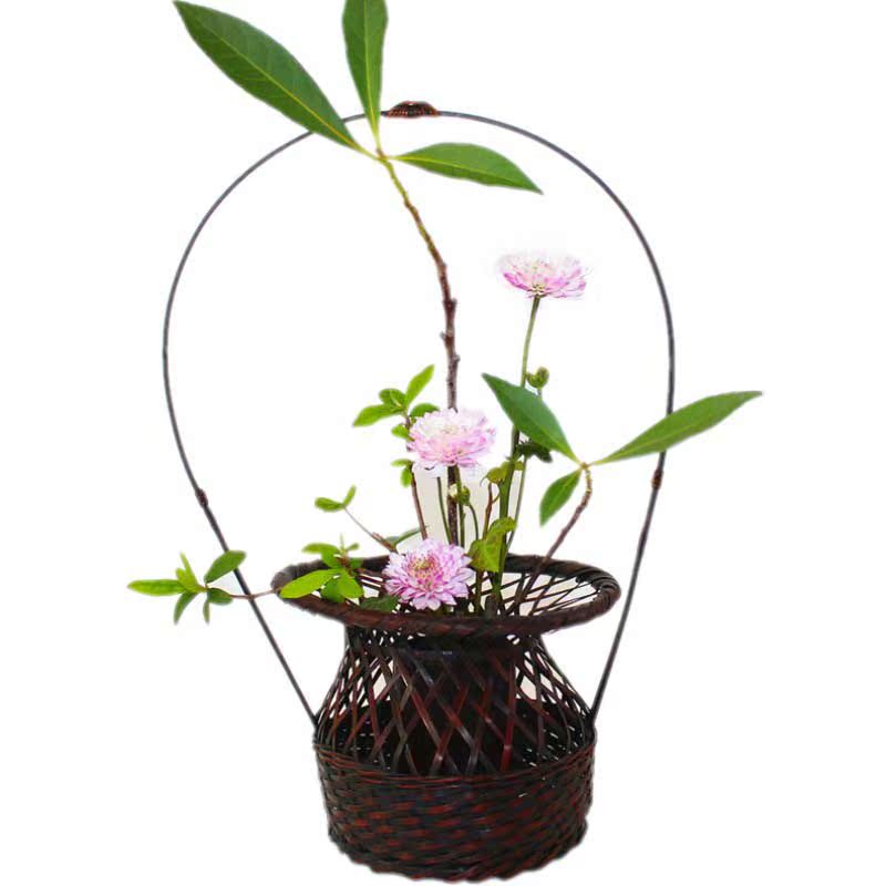 古流轩手工竹编花篮中式插花艺术竹篮竹制花瓶茶室