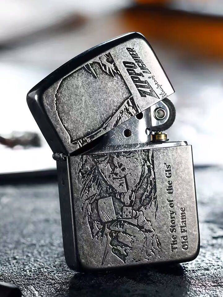 原装zippo1941复刻二战士兵古银古铜美国士兵陆军传奇煤油打火机