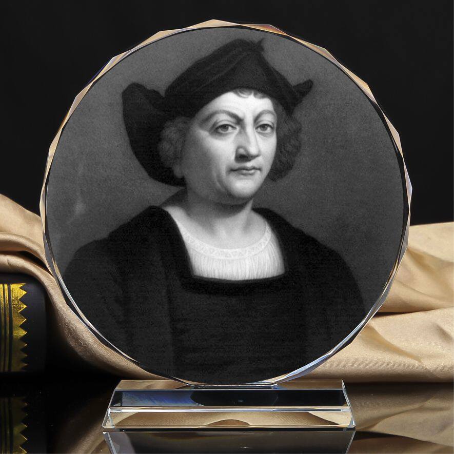 世界著名航海家哥伦布画像水晶模型摆件珍藏藏品摆件