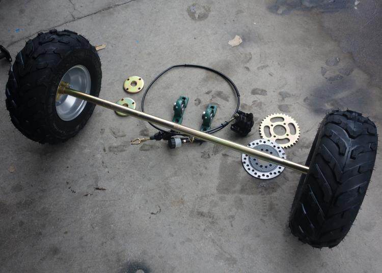 四轮自制改装摩托卡丁车后桥7寸轮胎加粗后轴摩托车车架
