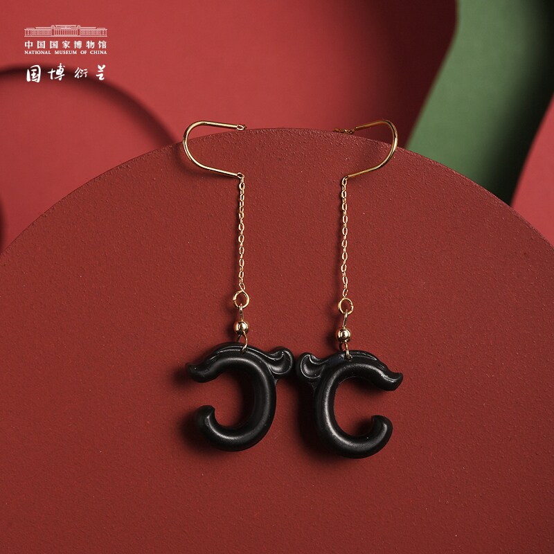 中国国家博物馆玉龙耳坠和田玉礼盒女古风耳环首饰生日礼物文创