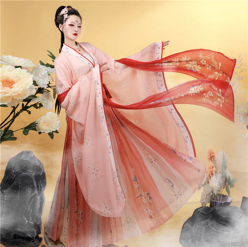 墨晨烟雨原创汉服春时花宴南北朝广袖襦衫一片汉服
