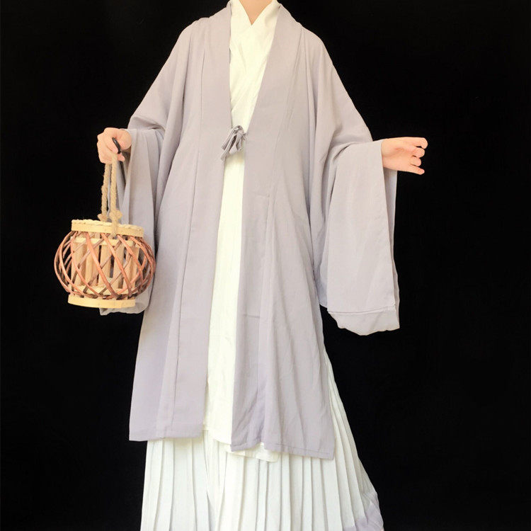 墨晨长衫三件女同男女长褙对襟烟雨宋制交落秋汉服
