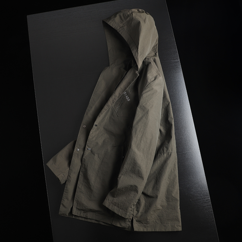 一波无补 高端少量 定制防水面料秋季新品男士休闲连帽风衣外套潮
