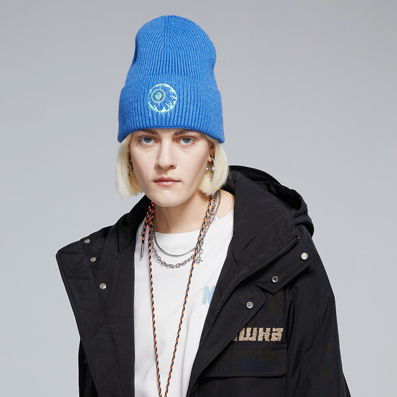 mishka大眼眼球潮牌2021秋冬新品绣花毛织冷帽男帽子
