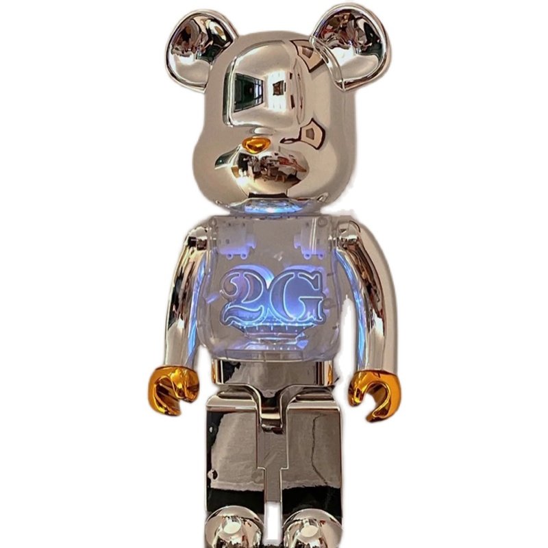 bearbrick10002g暴力熊手办电镀可发发光积木熊潮牌大摆摆件潮玩盲盒