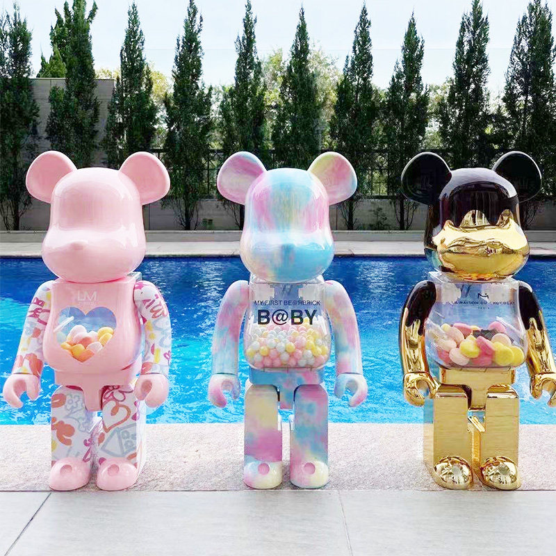 bearbrick1000%粉金千秋暴力熊积木熊手办潮牌落地摆件公仔潮玩盲盒