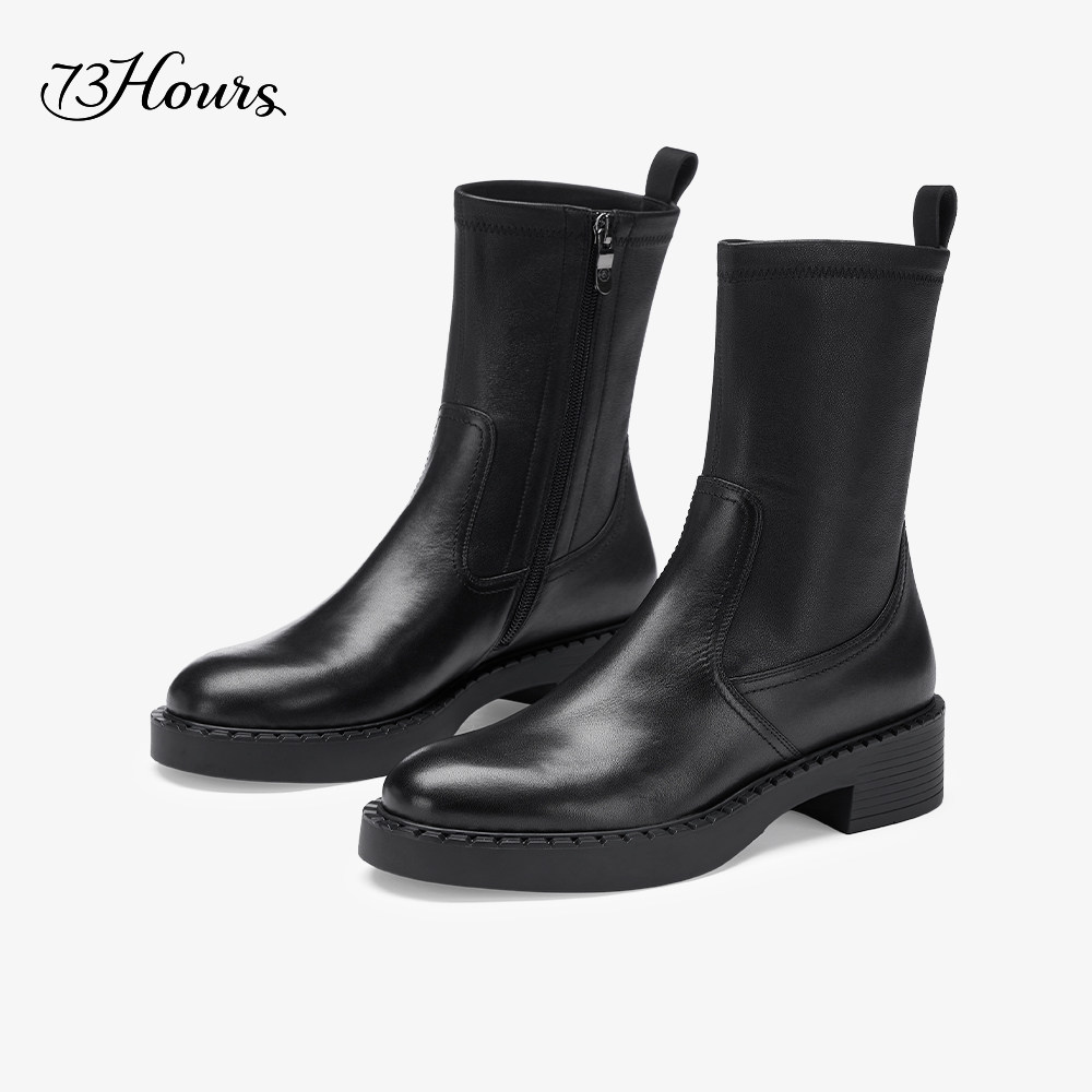 73hours女靴主打歌2022冬季新款经典时尚粗跟短靴子