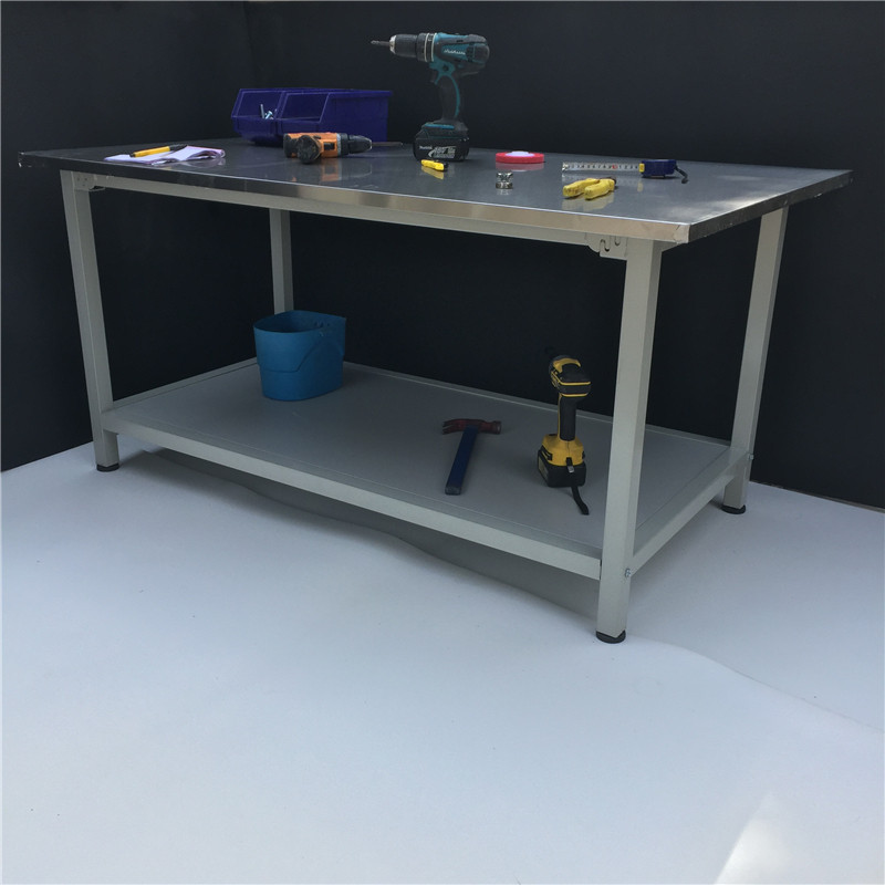 重型不锈钢移动焊接焊接工工作台带轮操作台车间双层工作台