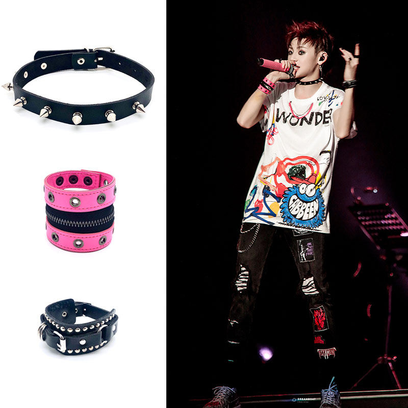 小鬼手链个性男女项链颈链铆钉嘻哈王琳摇滚手链