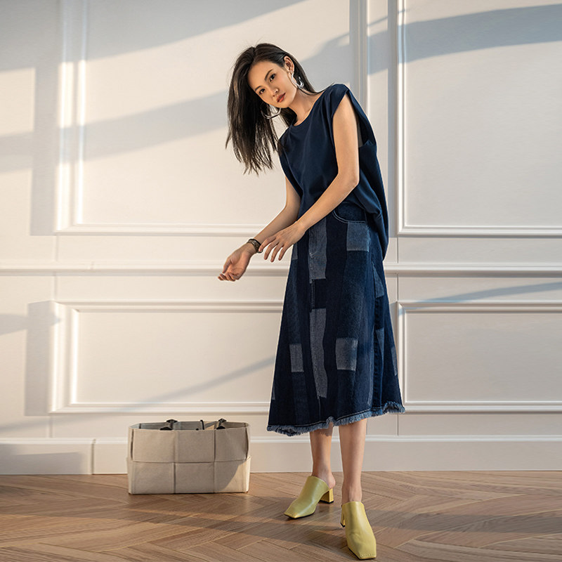 美洋meiyang清仓特卖捡漏流浪记牛仔裙三色不规则中长半身裙