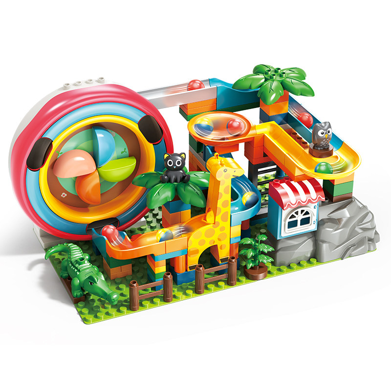 费乐儿童拼装益智颗粒宝宝轨道积木滚珠滑道塑料积木