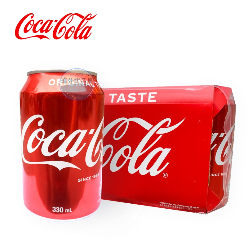 香港进口cocacola可口可乐罐装originaltaste原味330ml6罐碳酸饮料