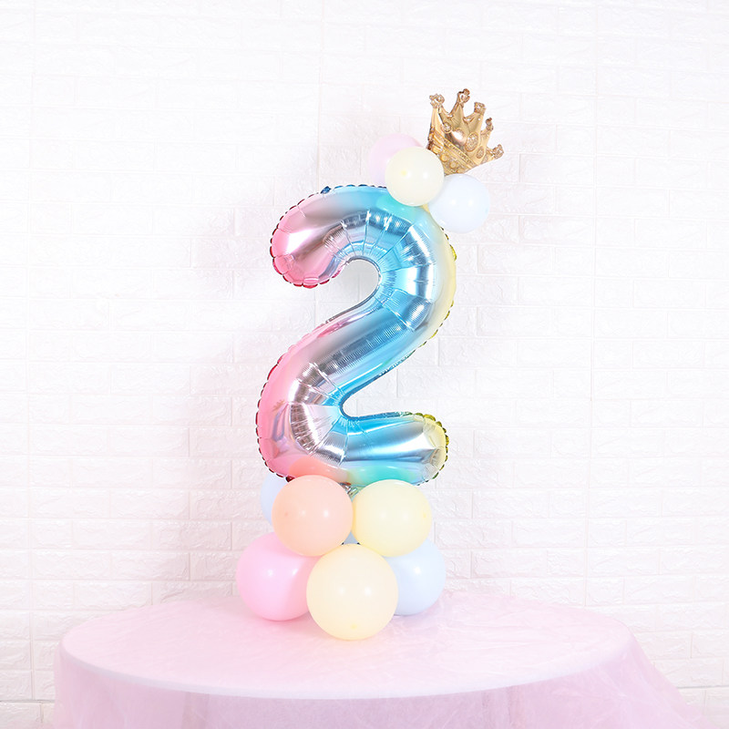 气球儿童生日马卡龙数字100天情人节告白立柱渐变气球