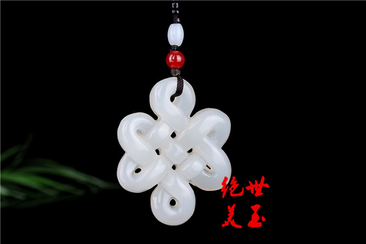 开光和田中国结吊坠男女女款白玉吉祥如意平安玉佩颈饰