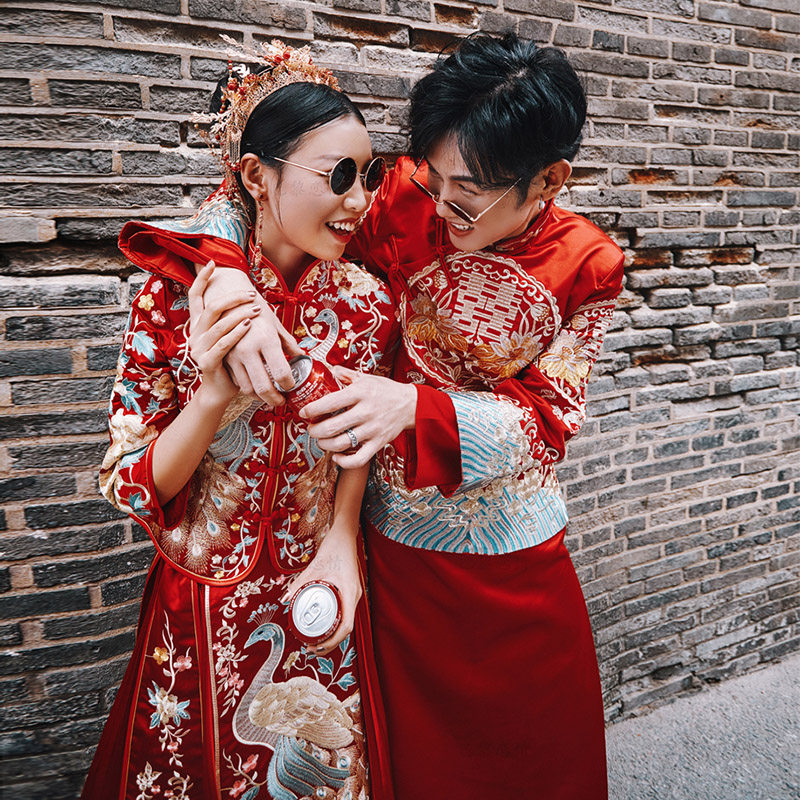 新郎结婚秀禾服春季中式嫁衣显瘦新娘2020新款情侣套装中国风秀和