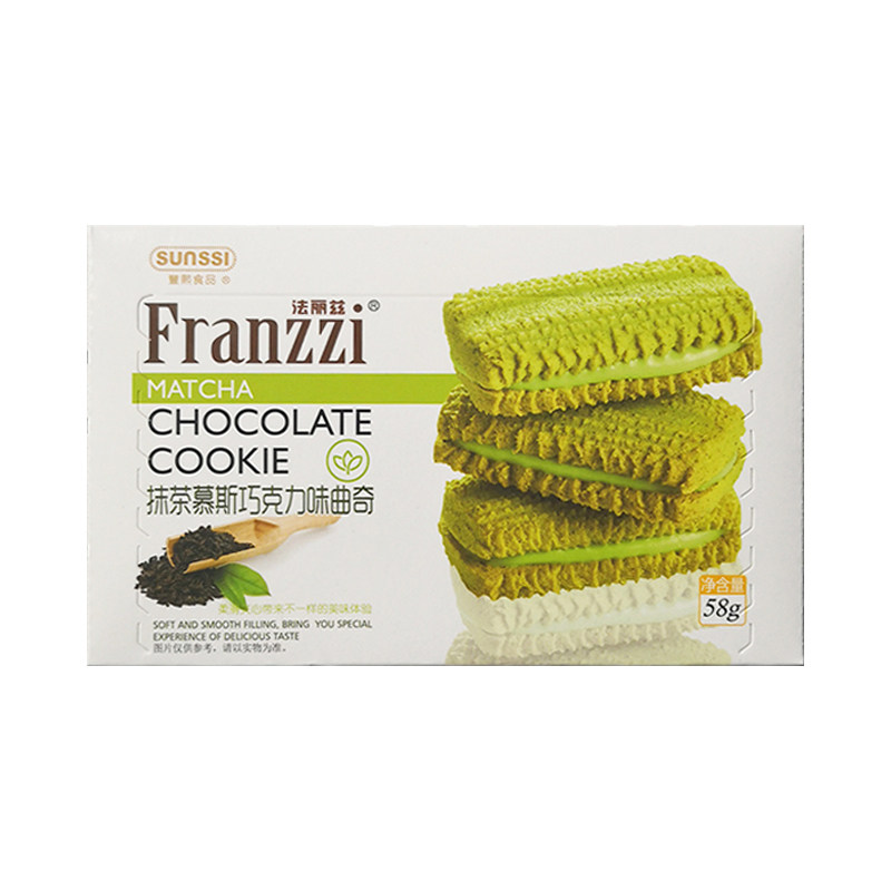 sunssi法丽兹抹茶夹心曲奇饼干多口味慕斯香草黑巧克力酸奶味零食
