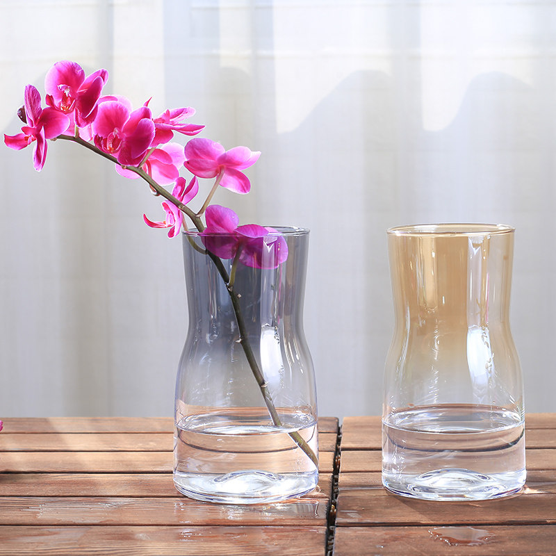 极光渐变简约小花瓶玻璃插花花器水培植物玻璃瓶清新桌面摆件