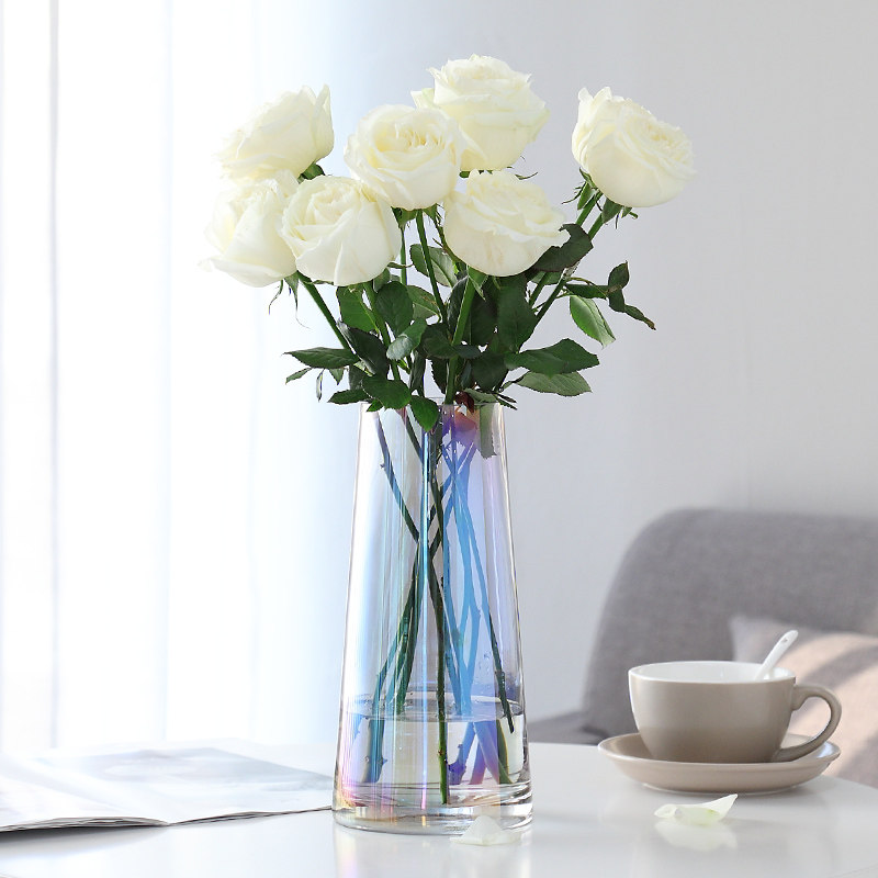 极光花瓶现代简约风格创意花瓶玫瑰鲜花插花花瓶玻璃创意清新透明