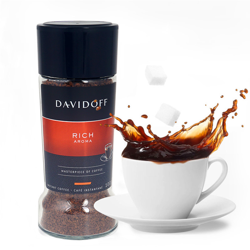 davidoff大卫杜夫德国进口香浓速溶纯黑咖啡100g低脂无糖包邮勺