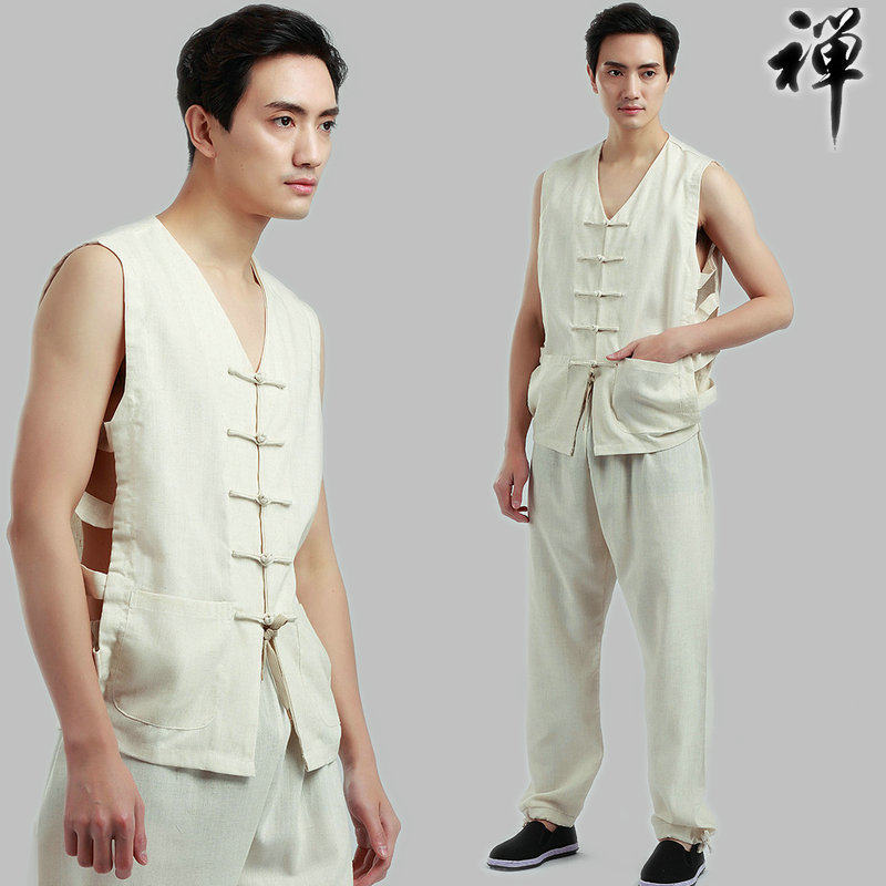 无袖马褂男士唐装车夫电影表演套装上衣汉服男民族服装