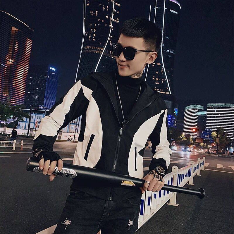 官方品质条纹长袖外套男韩版衣服社会人薄款防晒夹克