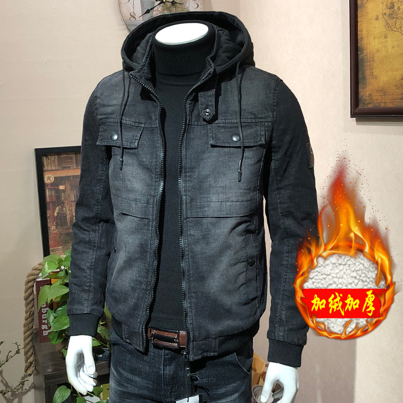 秋冬季男装新款青年修身牛仔衣男士夹克加绒加厚韩版冬天男外套潮