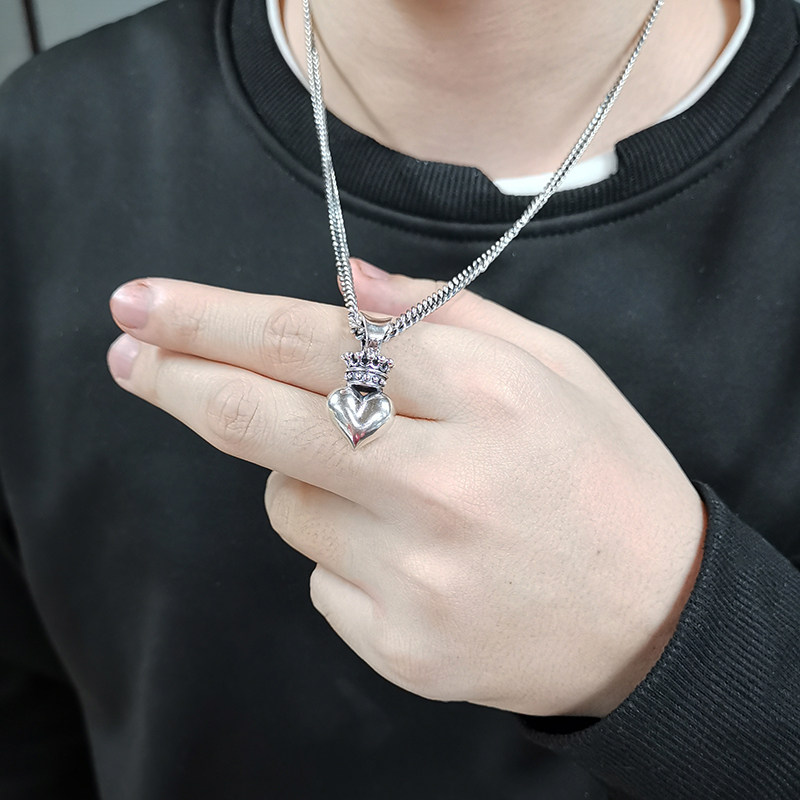 king baby金秋礼物明星同款 皇冠心项链大号爱心嘻哈潮流个性 ins