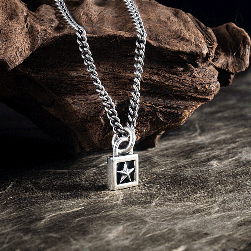 kingbaby21年新款锁爱五角星银项链欧美个性嘻哈潮流k103401