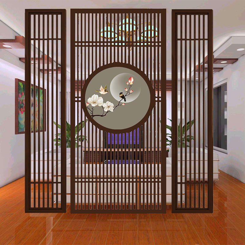 新中式玄关镂空格栅家用现代简约日式实木入户客厅插屏