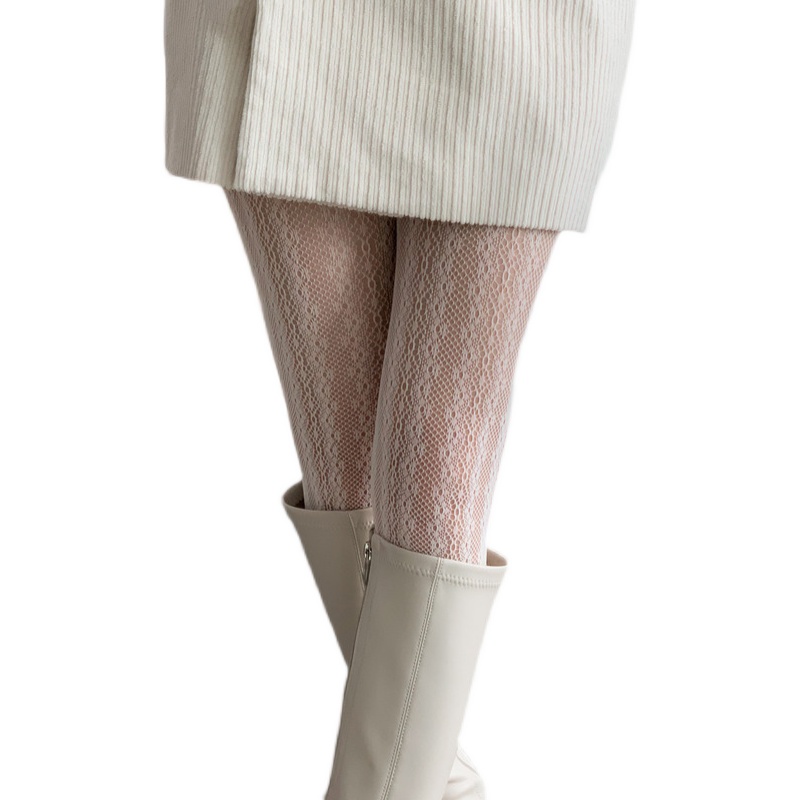 ins复古性感可爱黑白丝竖蕾丝小花lolita少女连裤袜