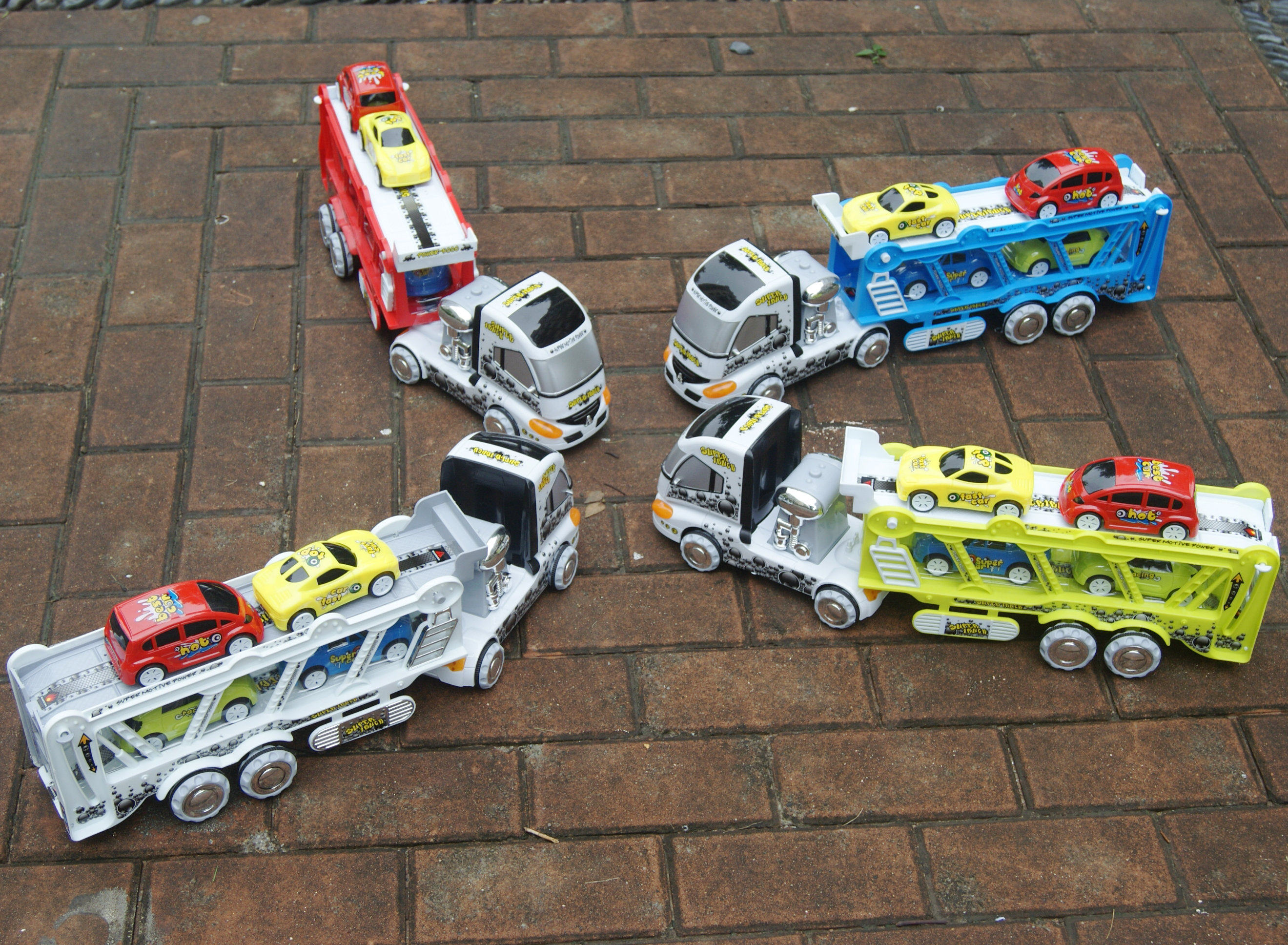 玩具儿童玩具运输车大卡卡车双层拖车工程轿运车宝宝惯性