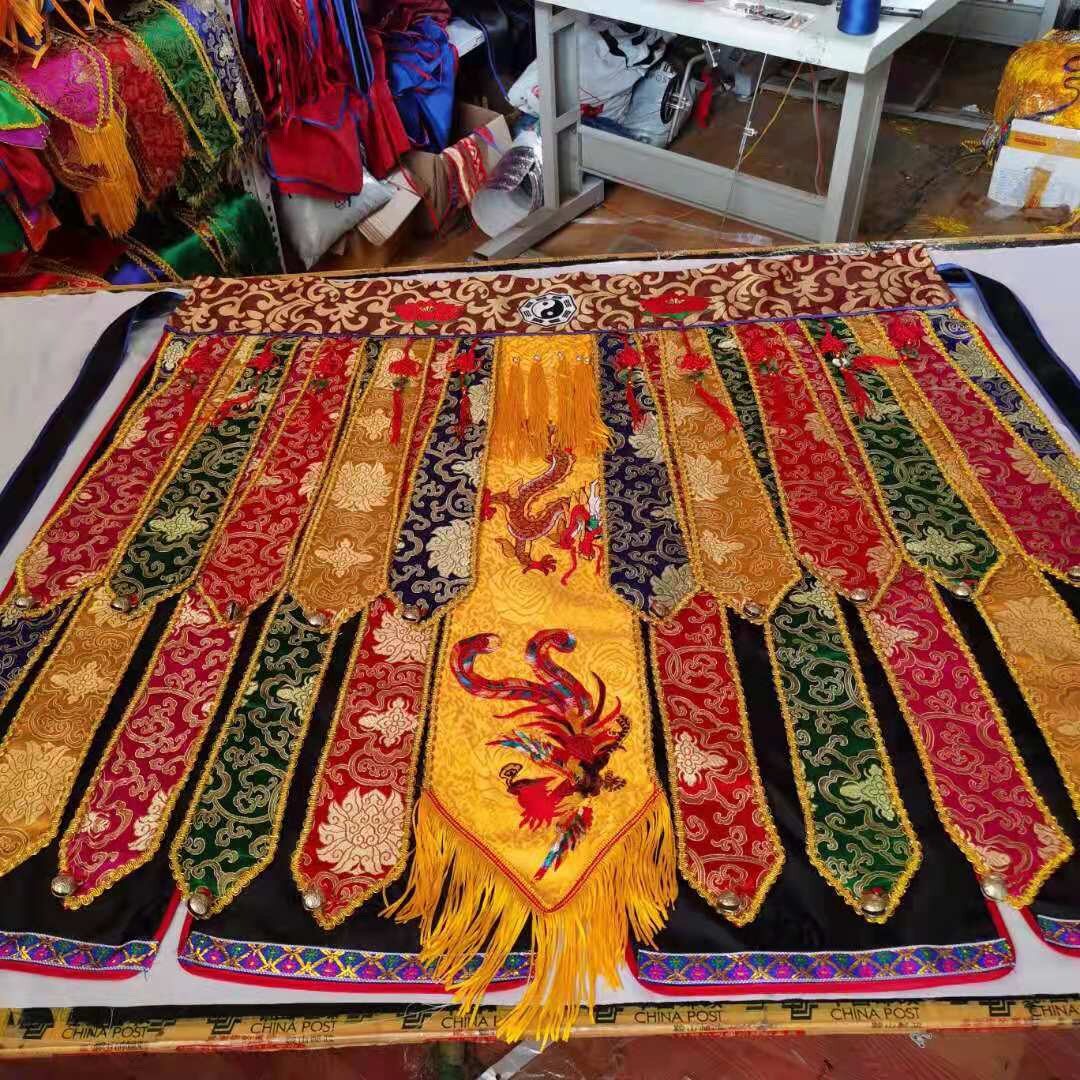 萨满战裙锦缎龙凤小铜铃民族民族舞舞台演出演出服民族服装