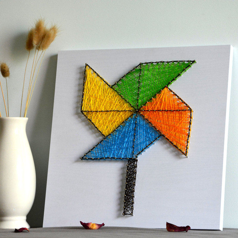 织梦暑假手工diy亲子绕线画创意礼物弦丝减压diy