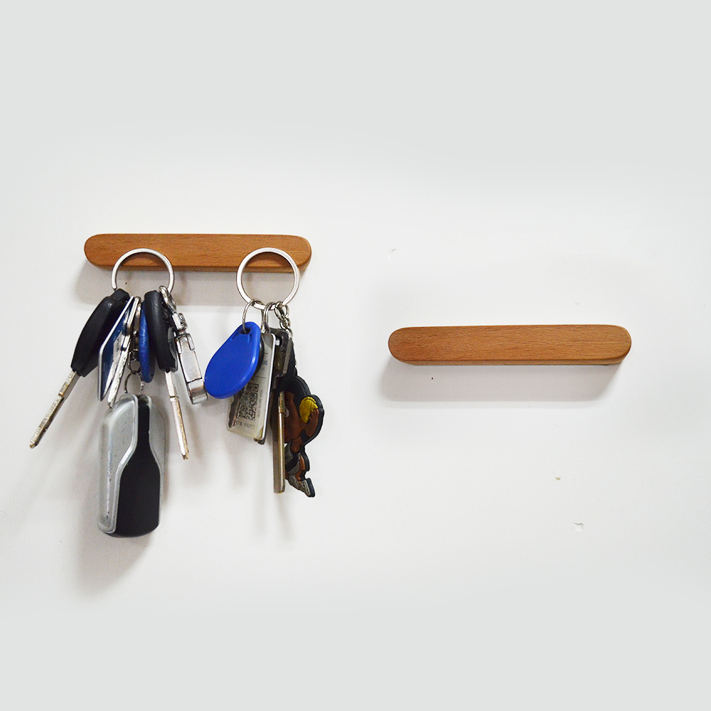 玄关门口钥匙挂钩实木创意磁吸打孔磁铁铁扣挂钩