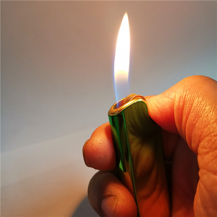 金属个性炫彩加厚外壳一次性防风混搭款滑轮明火一次性打火机