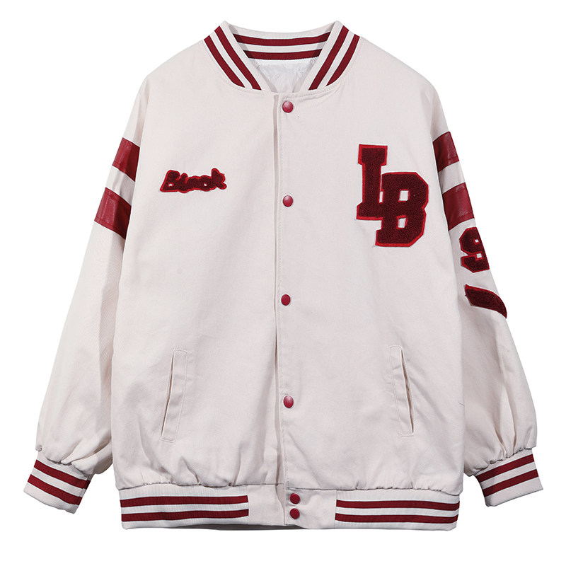 mozao撞色棒球服外套女宽松秋季2022年新款刺绣印花夹克潮ins