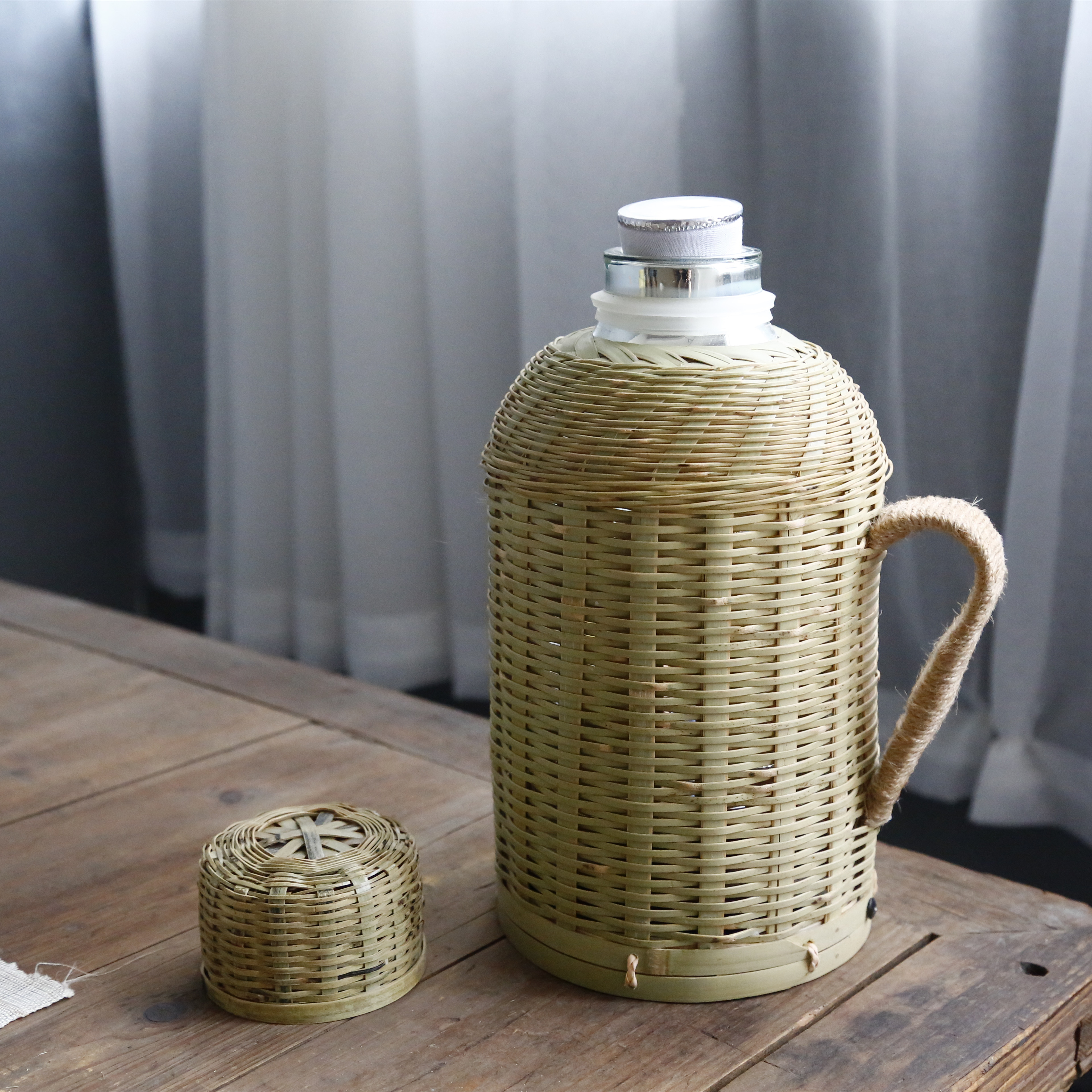 竹编新款手工复古文艺家用保温瓶保温玻璃内胆热水瓶