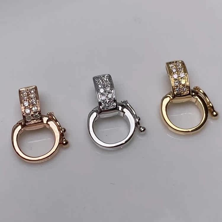 李金金珠宝纯18k金翡翠扣头镶嵌钻石高货挂绳拆卸款扣头可放吊坠