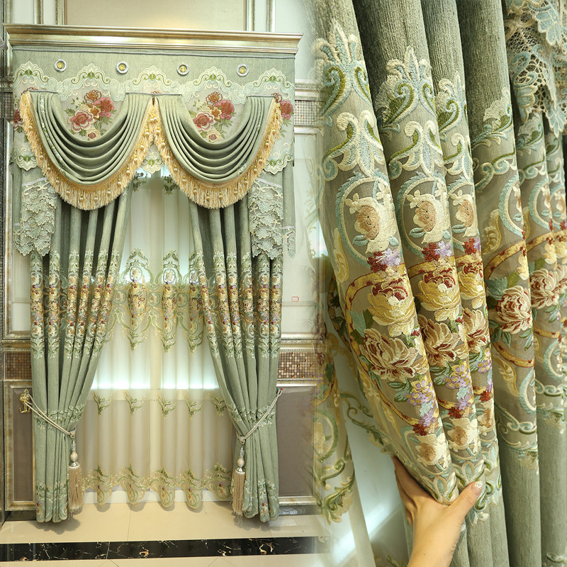奢华大气欧式窗帘高档客厅卧室阳台窗帘成品定制绣花窗帘窗幔