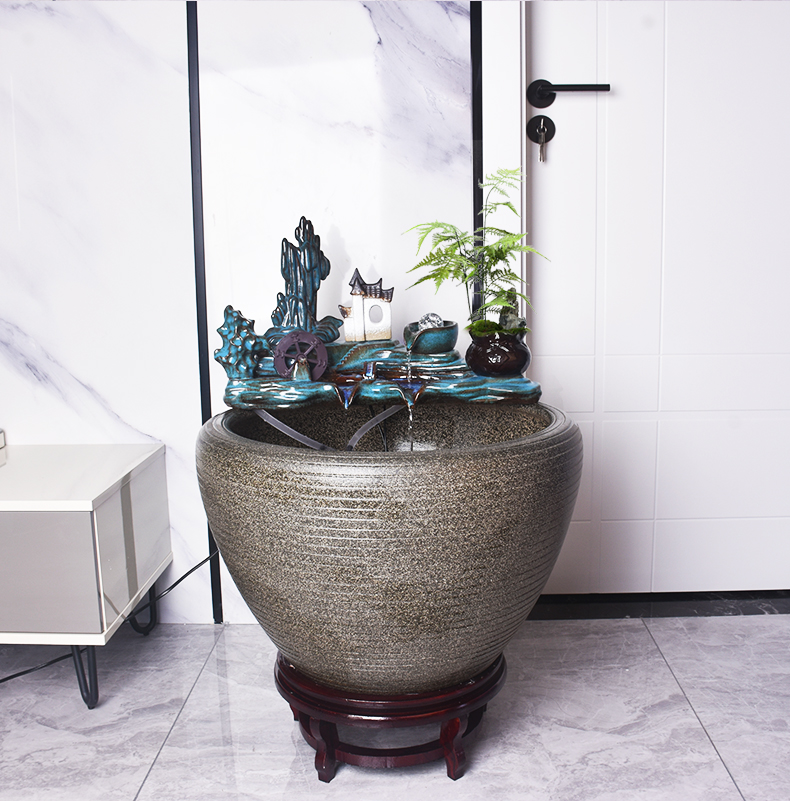 景德镇陶瓷落地鱼缸庭院睡莲荷花大缸碗莲盆缸大水缸风水鱼缸