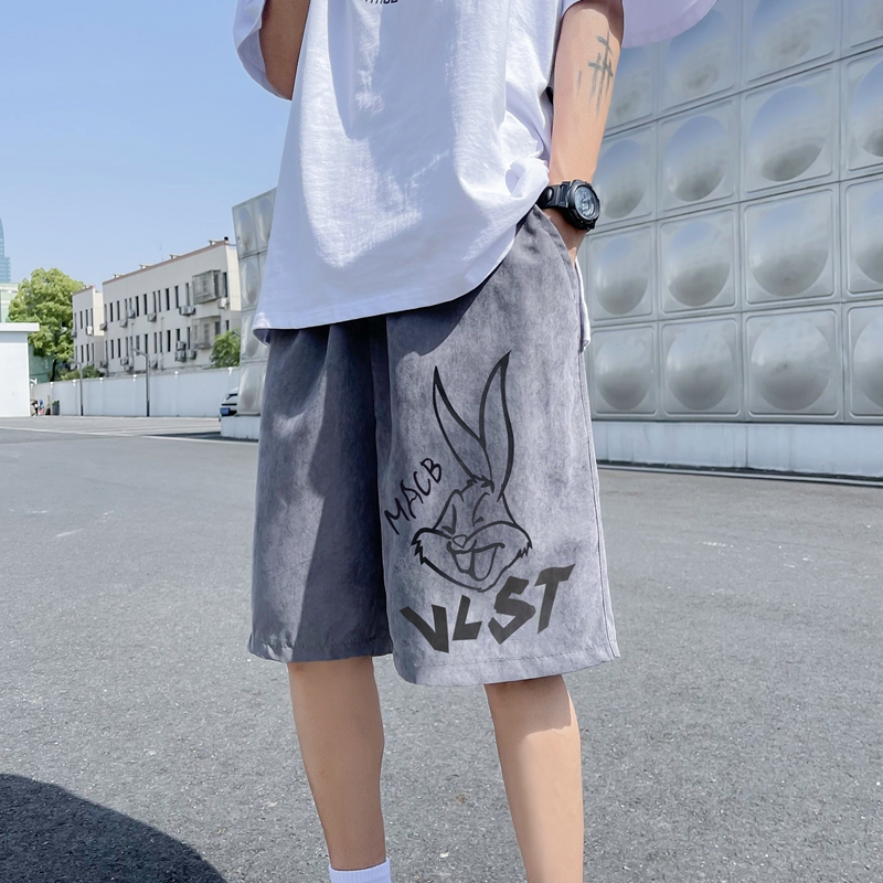 休闲短裤男夏季潮牌ins五分裤流氓兔潮流宽松嘻哈运动外穿中裤子