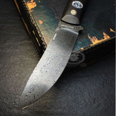 俄罗斯手工大马士革钢铁木柄葛诺斯泰小直刀野营狩猎用刀其他户外刀具