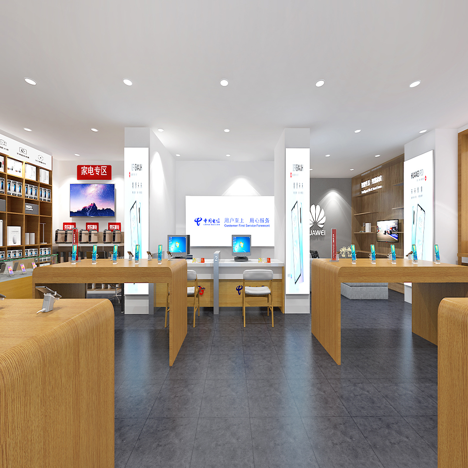 手机店装修设计效果图手机维修区门头装修3d效果图设计网红风格图