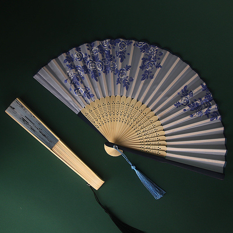 女式扇子折扇中国国风古风随身折叠汉服扇绢布扇子