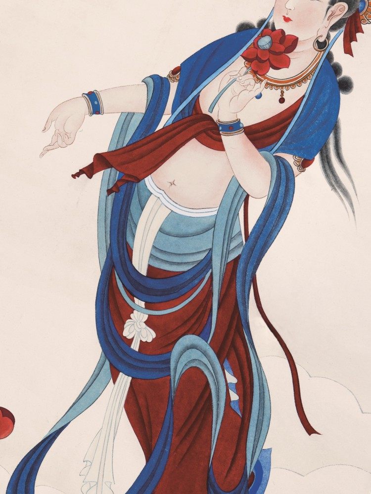 菩萨造像近现代张大千佛像飞天敦煌工笔国画画心国画