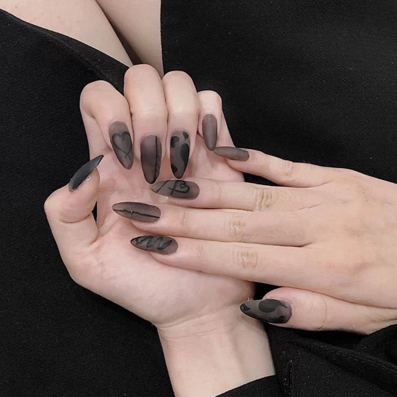 磨砂黑豹尖头欧美欧美加加长秋冬穿戴拆卸美甲美甲工具